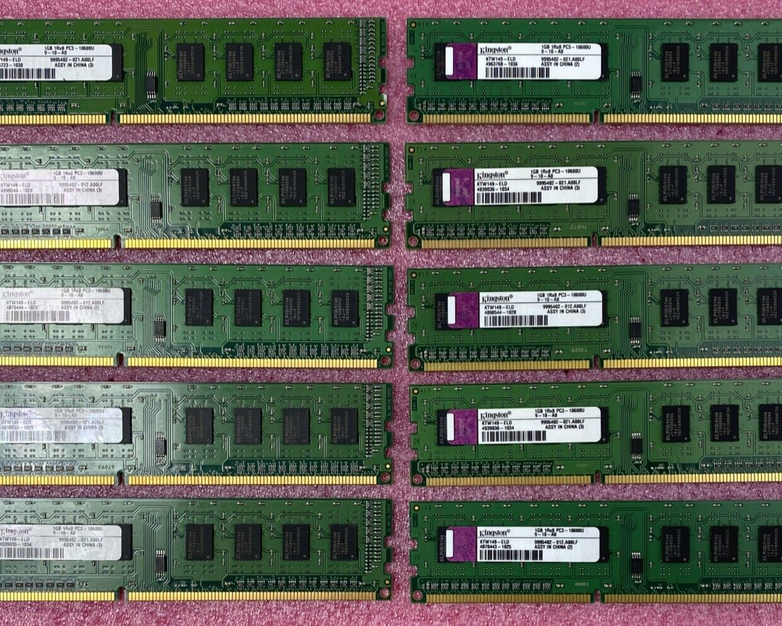 Lot ( 10 ) 1GB Kingston KTW149-ELD Desktop Memory PC3-10600U DDR3 1RX8