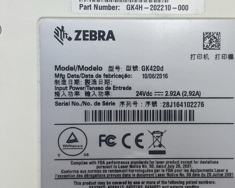 Zebra GK420d GK42-202210-000 Direct Thermal Label Printer Tested 521,100pgc