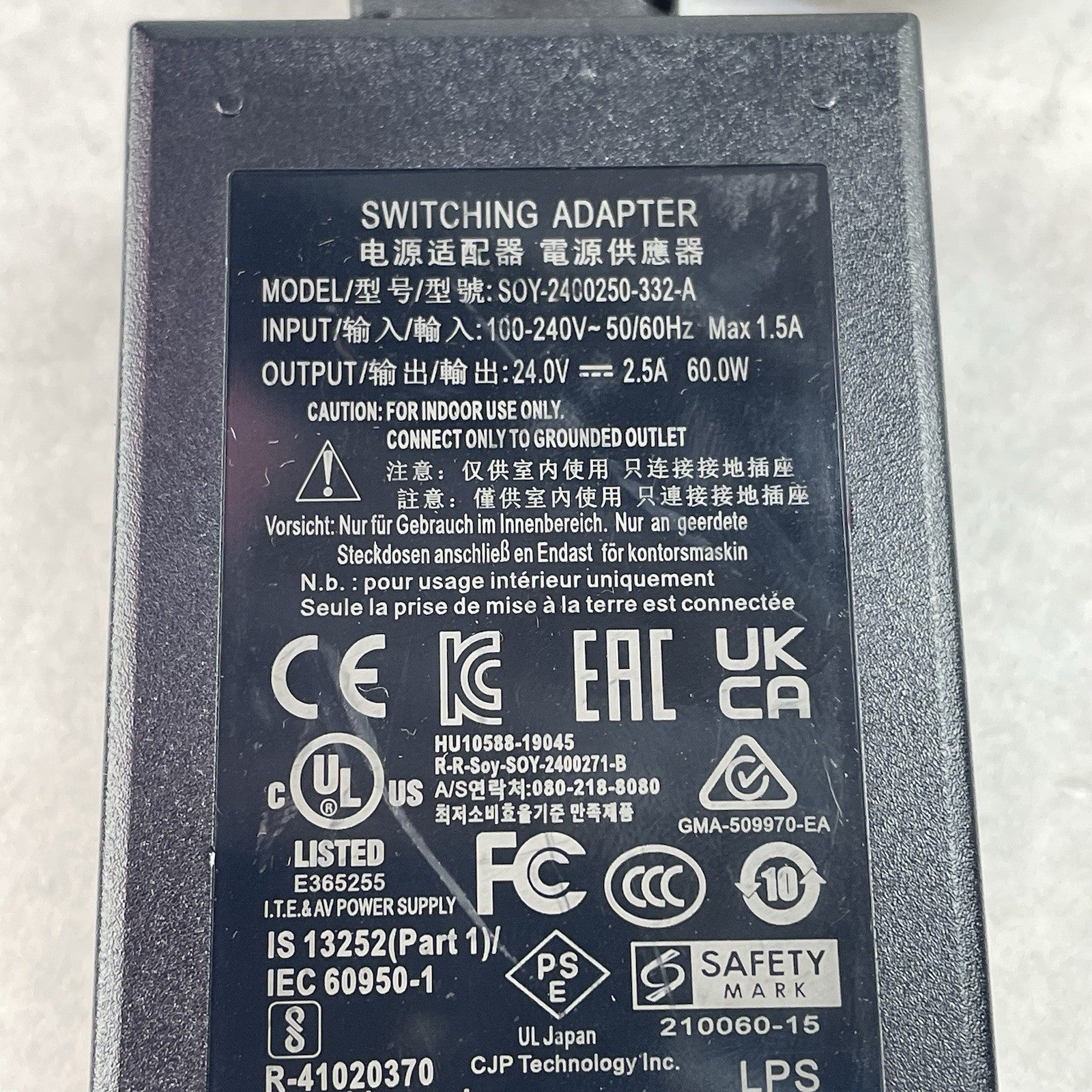 Genuine Shenzhen SOY-2400250-332-A Switching Adapter 24V 2.5A 60W Power Supply5