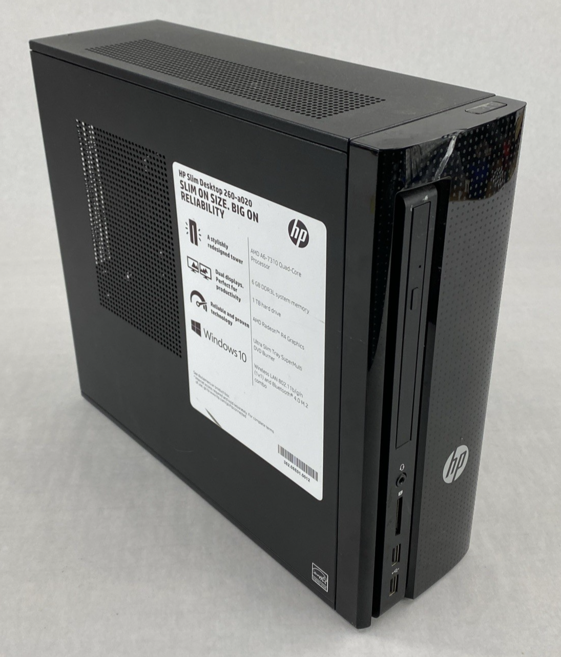 HP Slim Desktop 260-a020 AMD A6-7310 2.00GHz 6GB RAM No AC Adapter No HDD No OS
