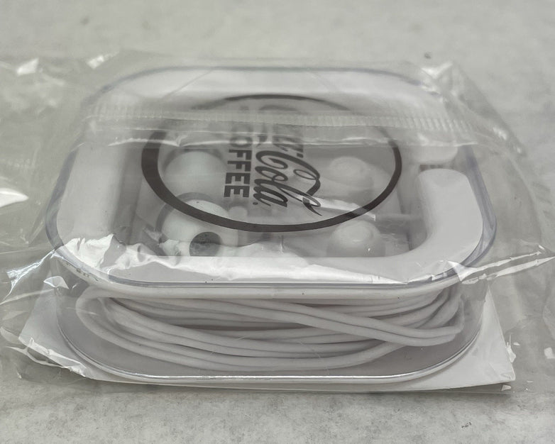 Coca-Cola with Coffee Coke Branded Wired Earbuds Headphones White Lot of 10