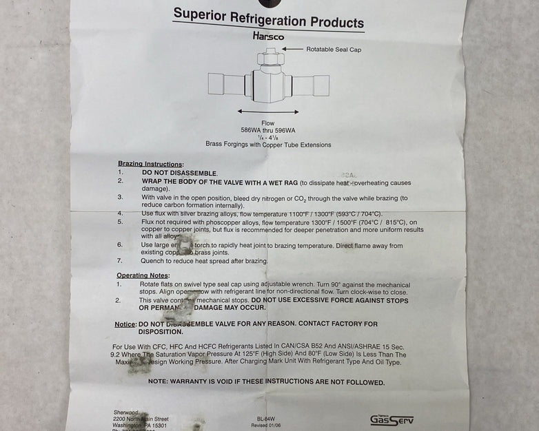 Superior Refridgeration 586WAS-10ST Ball Valve Full Port With Access Fitting