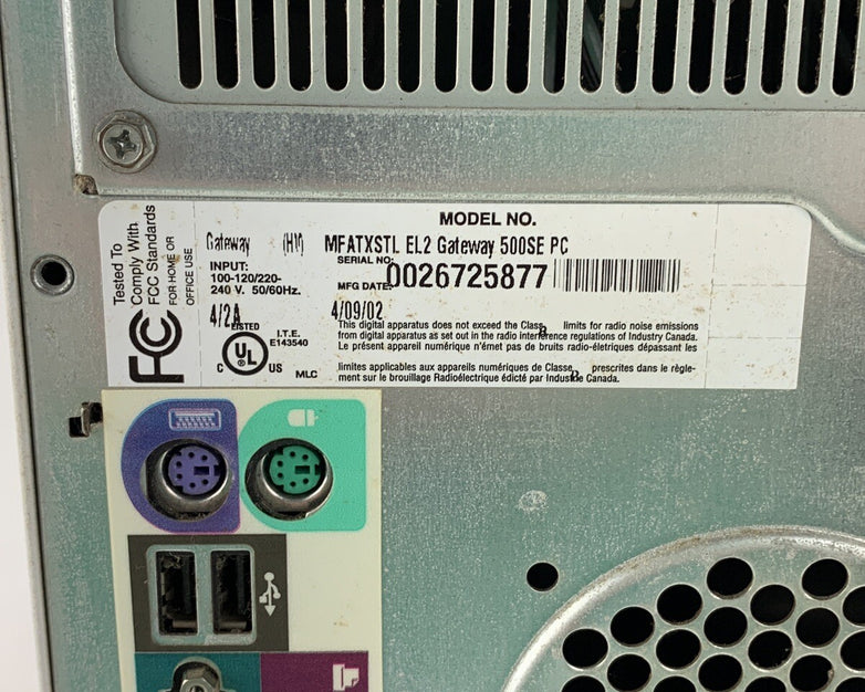 Gateway E-3600 MT Intel Pentium 4 1.6 GHz 680 MB RAM No HDD No OS