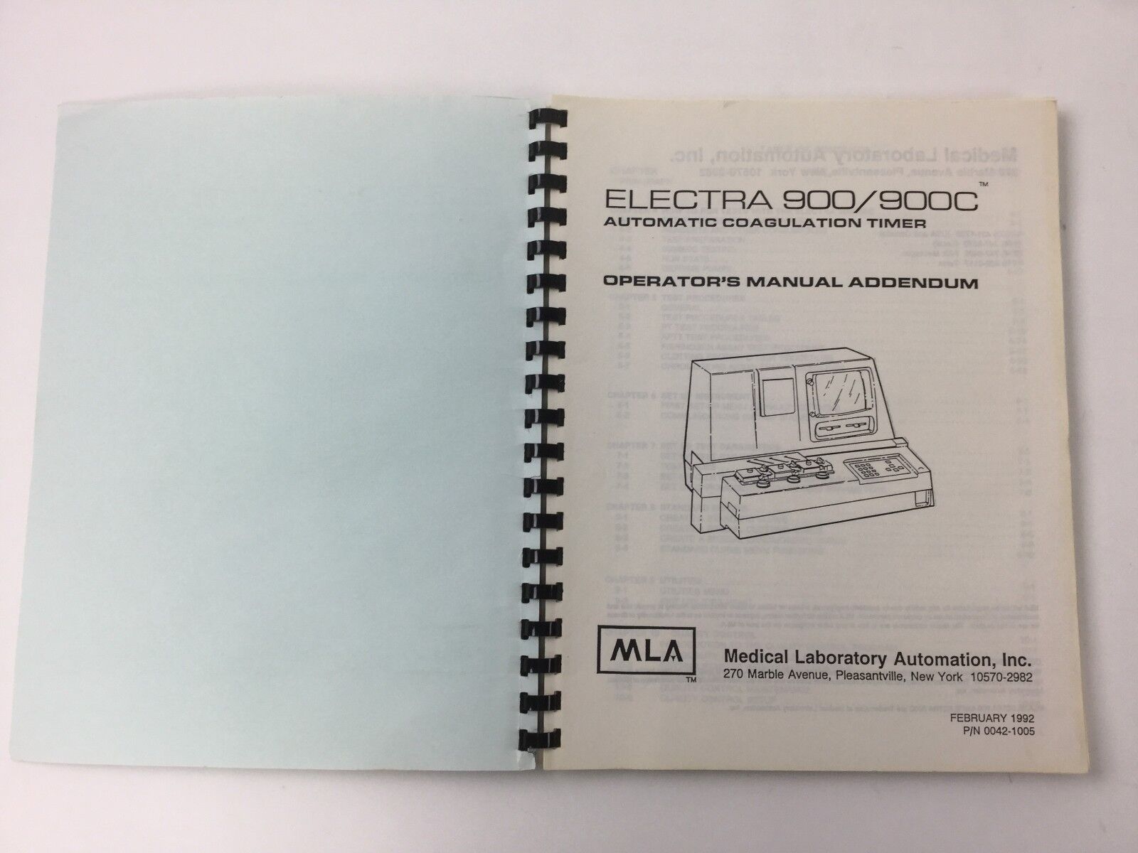 Medical Laboratory Operators Manual Addendum for Electra 900 and 900C