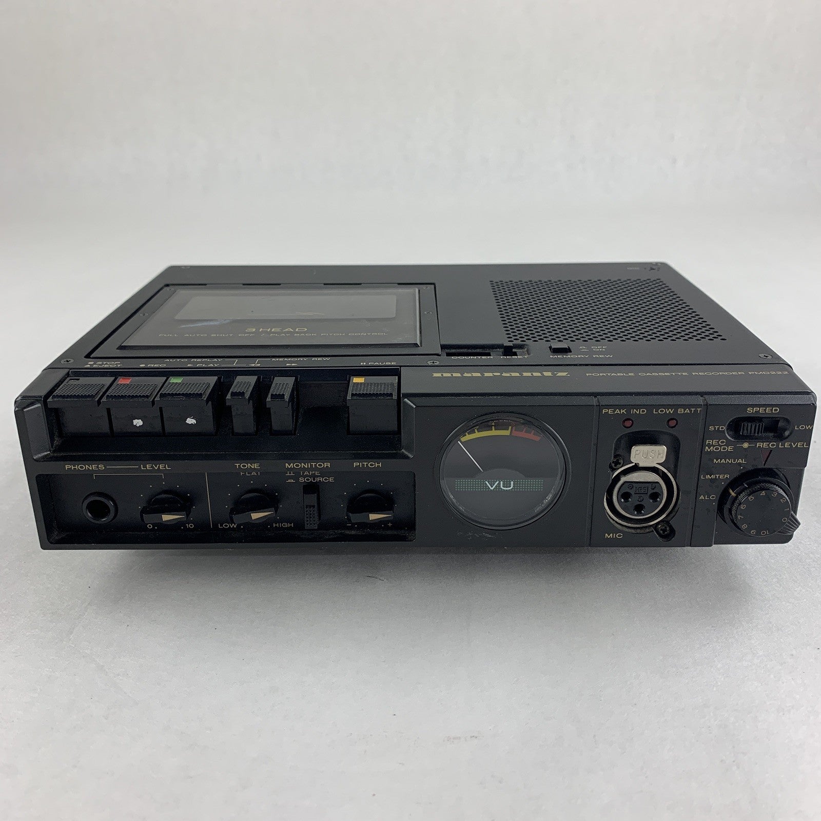 Marantz PMD-222 3 Head Portable Cassette Recorder Tested No Power Supply