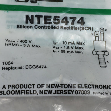 NTE  NTE5474 Silicon Controlled Rectifier (SCR)   Factory Sealed