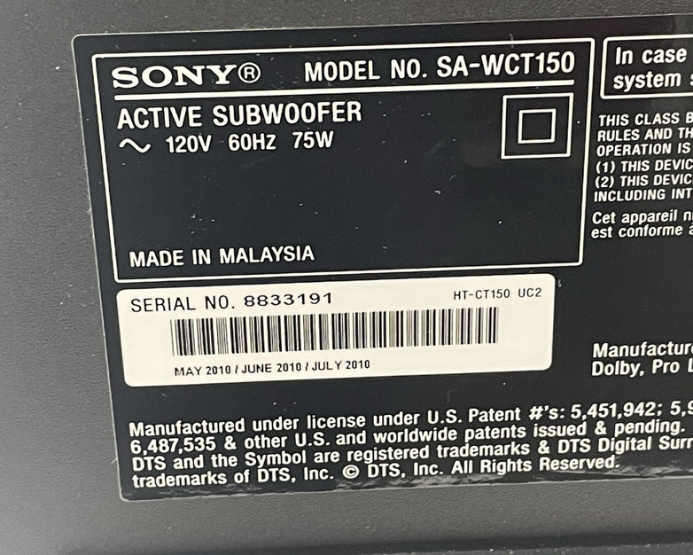 Sony SA-WCT150 Active Powered Subwoofer