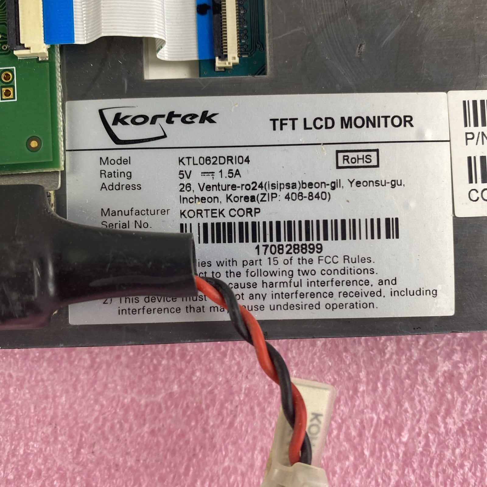 Kortek KTL062DRI04 TFT LCD Monitor 500002400 Rev EA 7