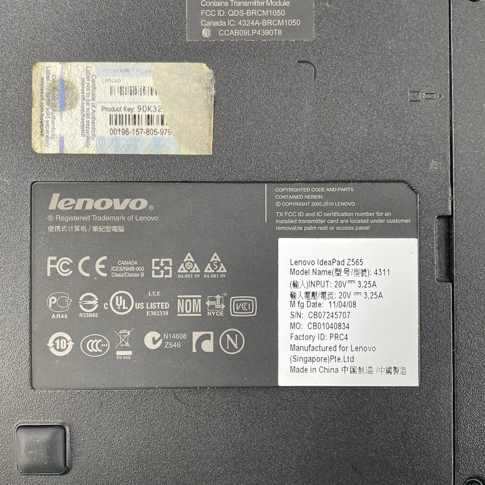 Lenovo IdeaPad Z565 15.6" AMD Phenom 2 N660 3.0GHz 4GB RAM No SSD/OS/AC/Battery15