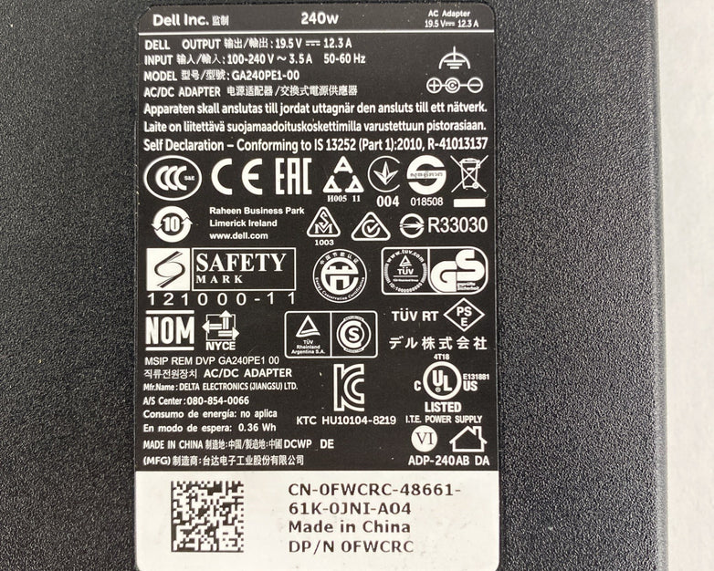 Dell GA240PE1-00 240W AC Adapter Lot of 2