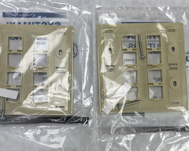 Lot( 2 ) Systimax 108685017 L Type M28L-246 8-Port Flush Mounted Faceplate Ivory