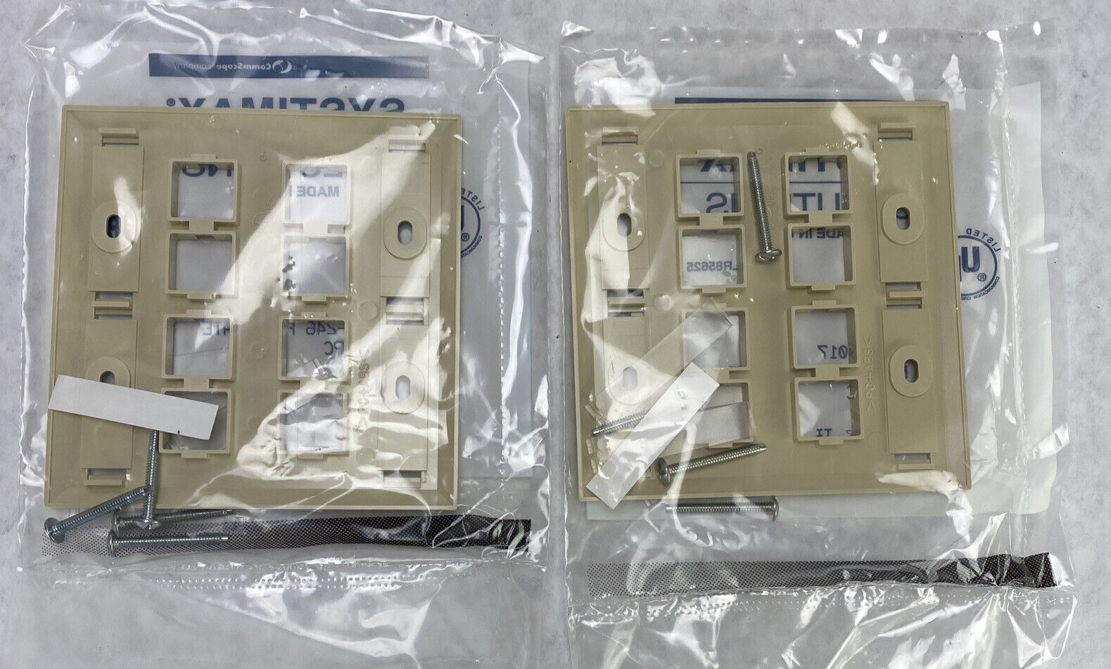 Lot( 2 ) Systimax 108685017 L Type M28L-246 8-Port Flush Mounted Faceplate Ivory