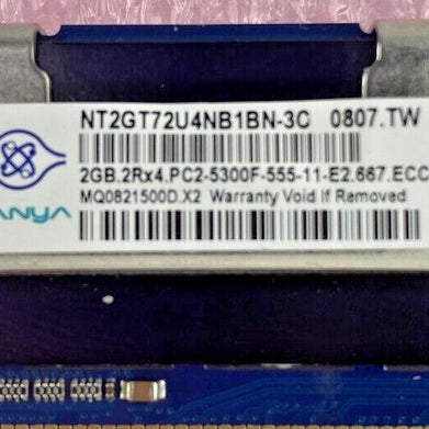 2GB Nanya NT2GT72U4NB1BN-3C 2Rx4 PC2-5300F DDR2 ECC Server Memory RAM
