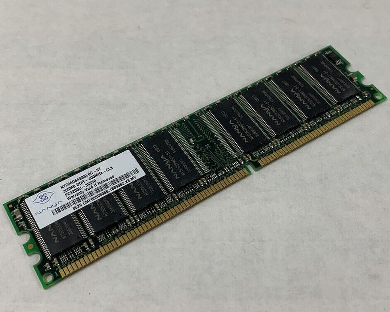 Nanya 256MB DDR-400MHz-CL3 PC3200U-30330 NT256D6t4S88C0G-5T (Lot of 5)