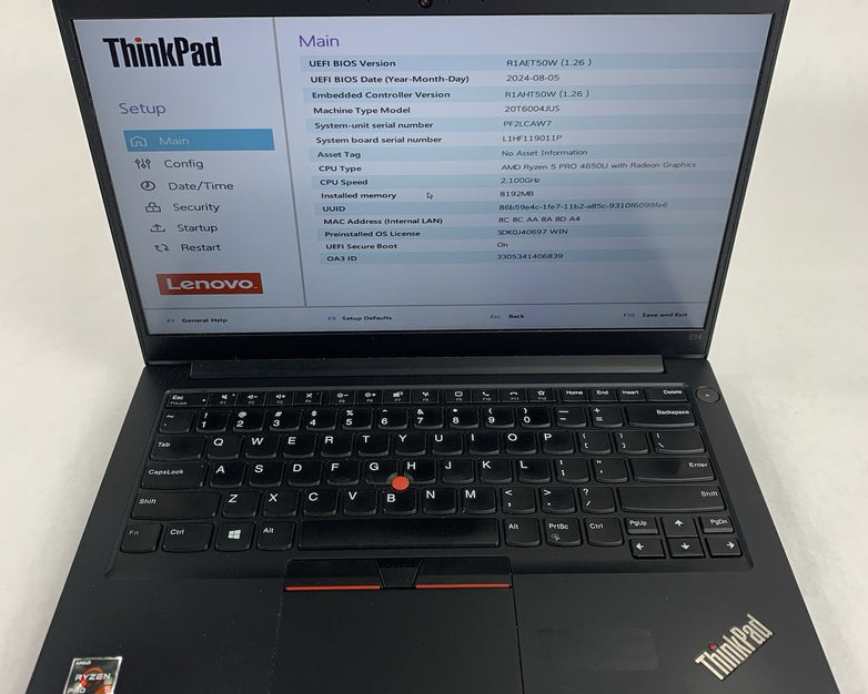 Lenovo ThinkPad E14 Gen 2 14" Ryzen 5 PRO 4650U 2.1 GHz 8 GB Ram No OS/HDD/AC