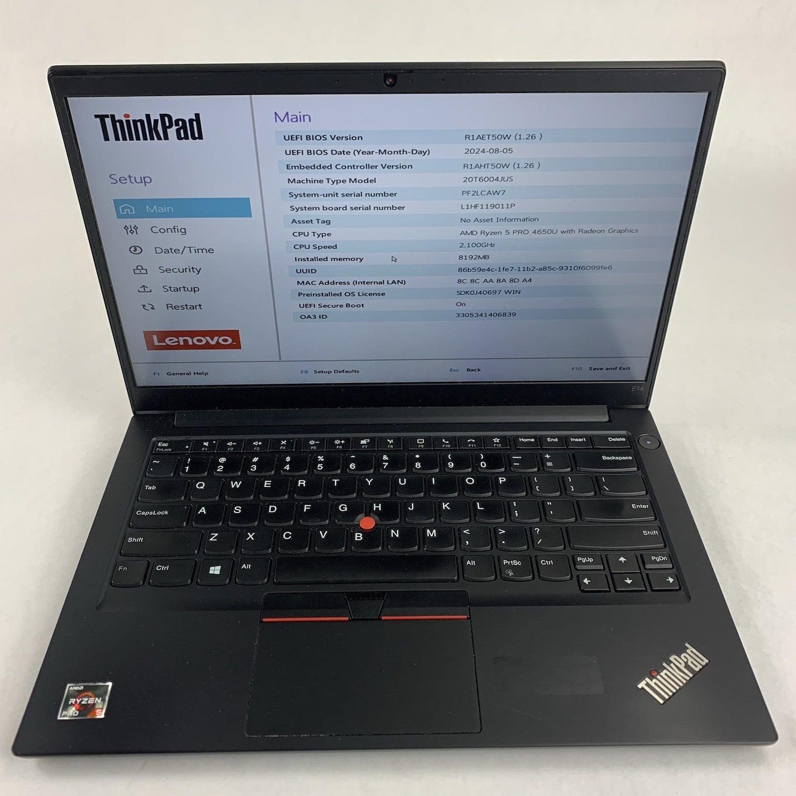 Lenovo ThinkPad E14 Gen 2 14" Ryzen 5 PRO 4650U 2.1 GHz 8 GB Ram No OS/HDD/AC1
