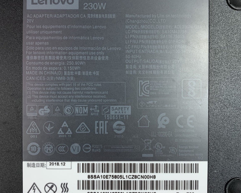 Lenovo ADL230NLC3A 230W 20V 11.5A AC Adapter Power Supply