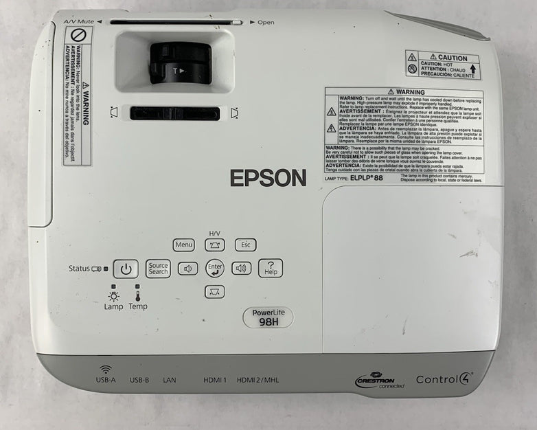 Epson PowerLite 98H H687A LCD Lamp Projector 1512 Lamp Hours - No Remote