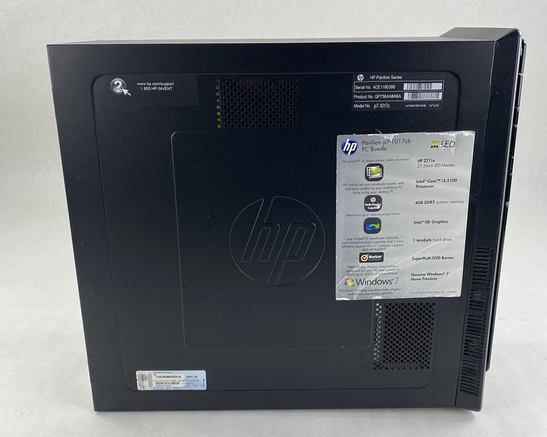 HP Pavilion P7-1017c MT Intel Core i3-2100 3.1GHz 4GB RAM No HDD No OS