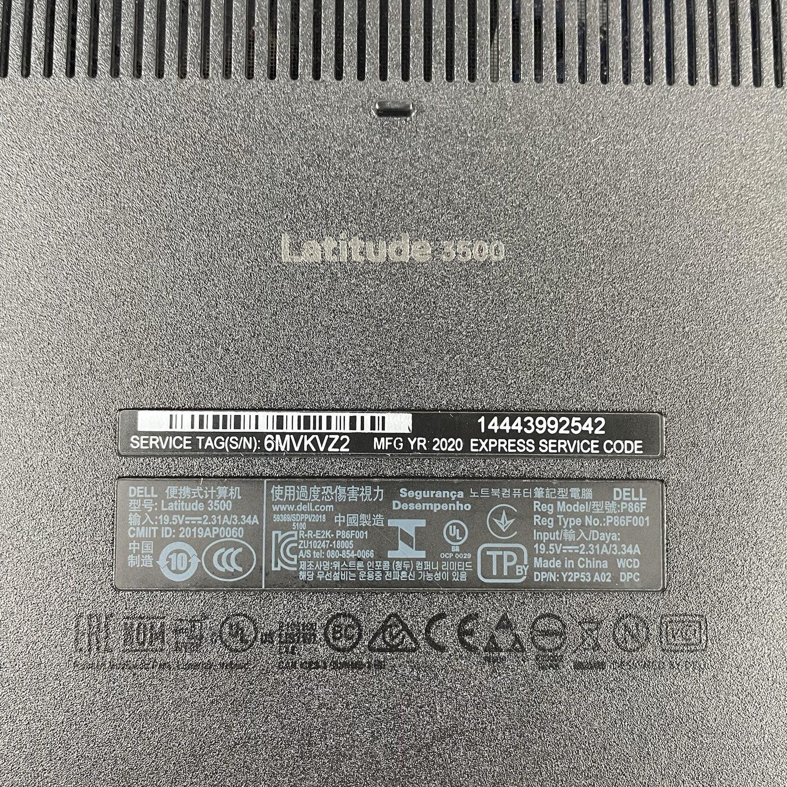 Dell Latitude 3500 15.6" i5-8265U 1.60GHz 8GB RAM No SSD/OS/AC/Batt - Bad Bottom14