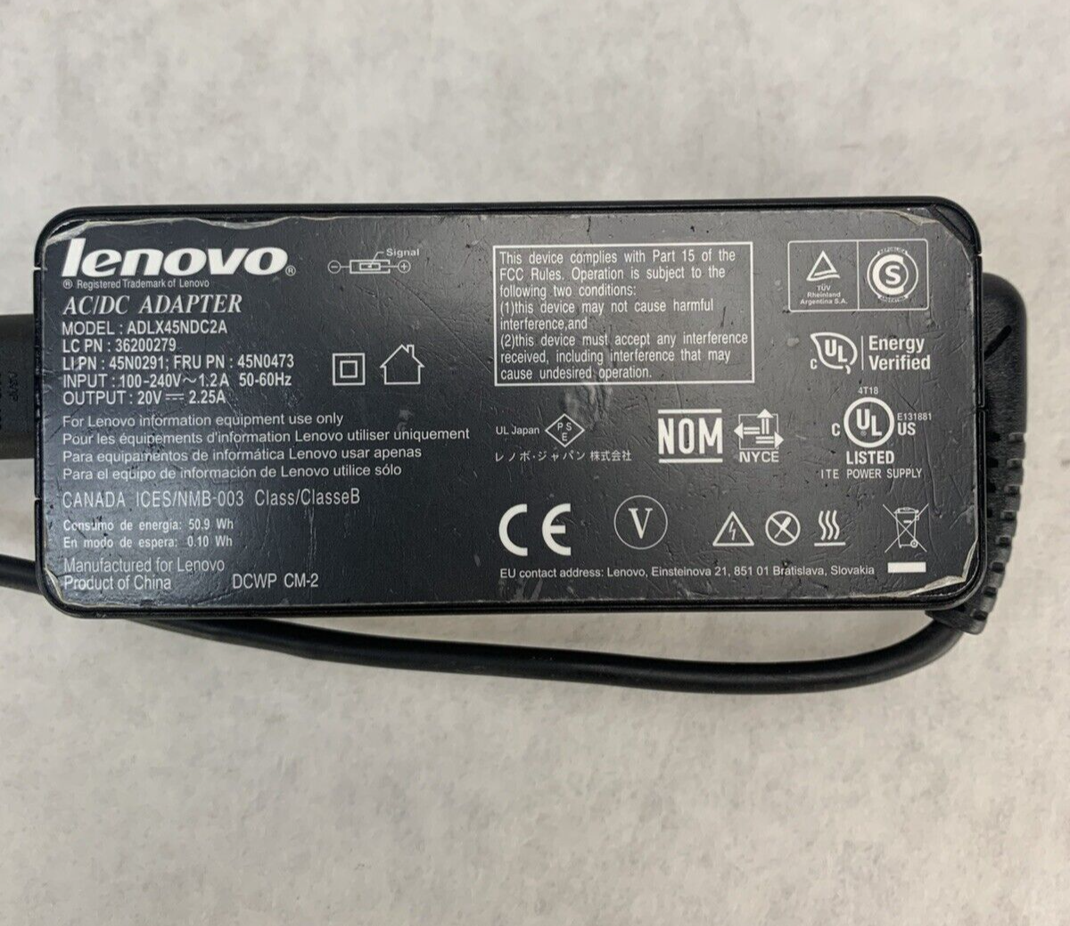 Lot of 3 Lenovo ADLX45NDC2A AC/DC Adapter 20V