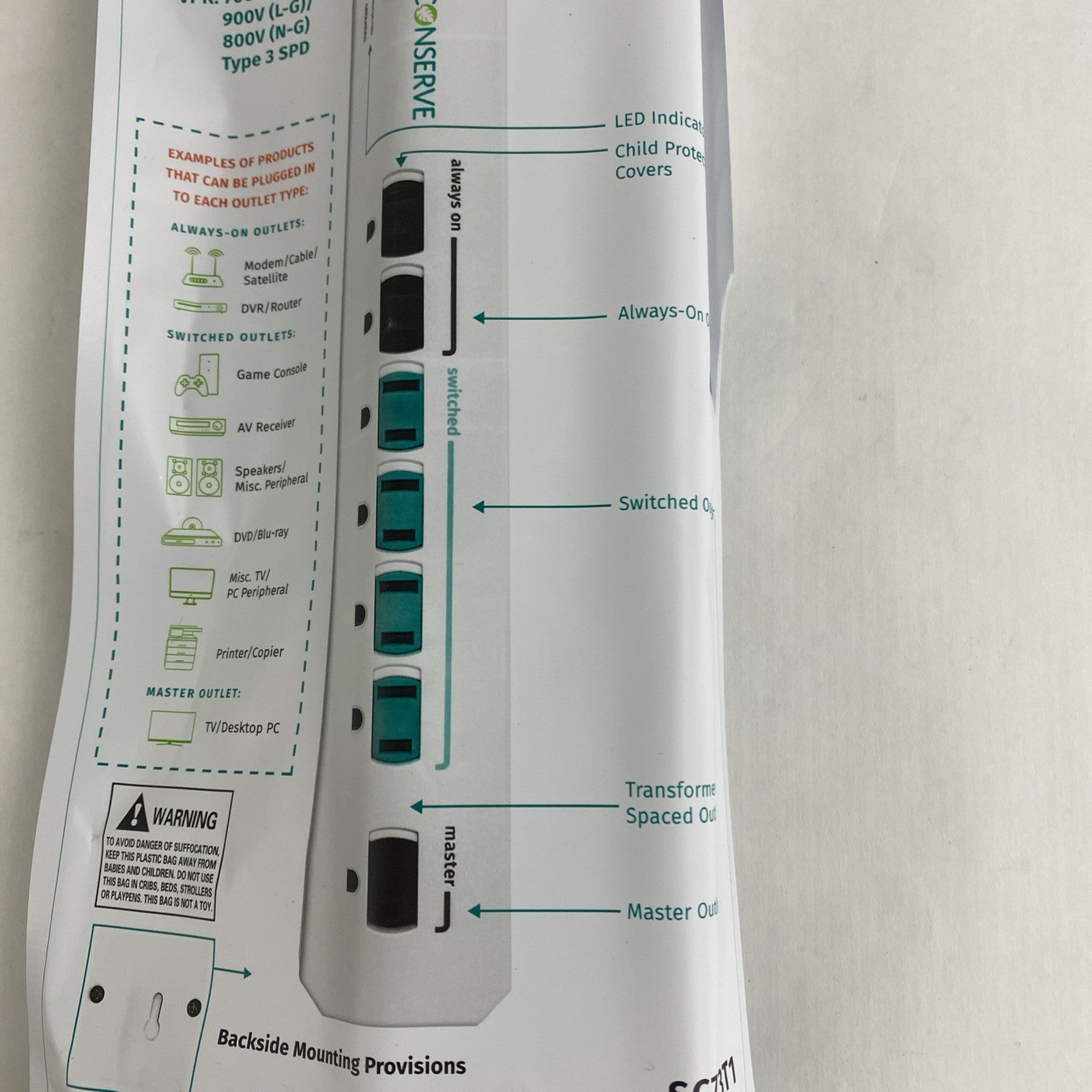 simply conserve 7-outlet advanced Surge protected power strip Lot of 27