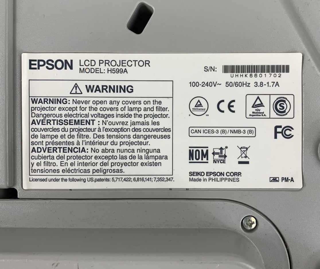 Epson BrightLink 595Wi H599A LCD Projector 205 Lamp Hours - No Remote Loud Fan7