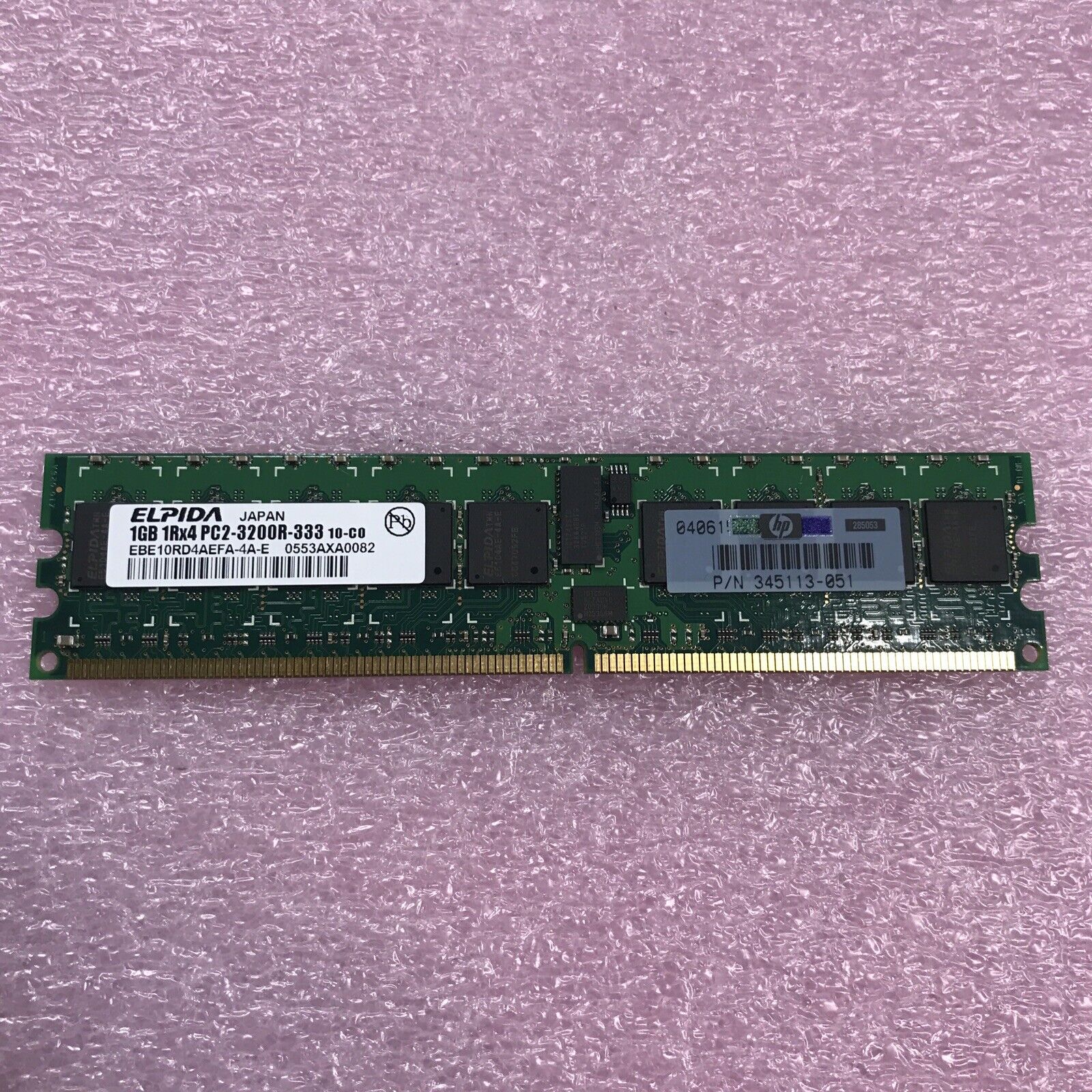 Elpida 2GB 2x1GB 1Rx4 PC2-3200R-333 Ram 345113-051 EBE10RD4AEFA-4A-E