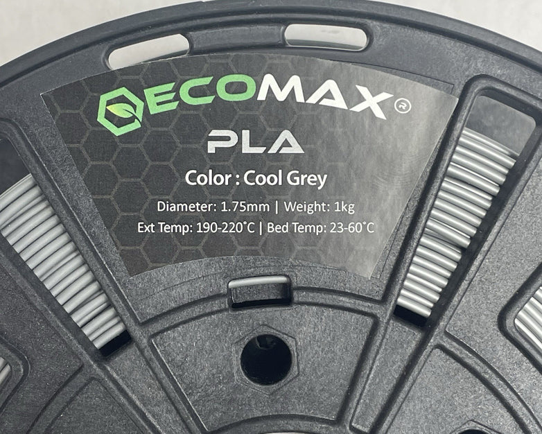 Ecomax PLA 1.75 mm 3D Printer Filament in Cool Gray, 1kg Spool