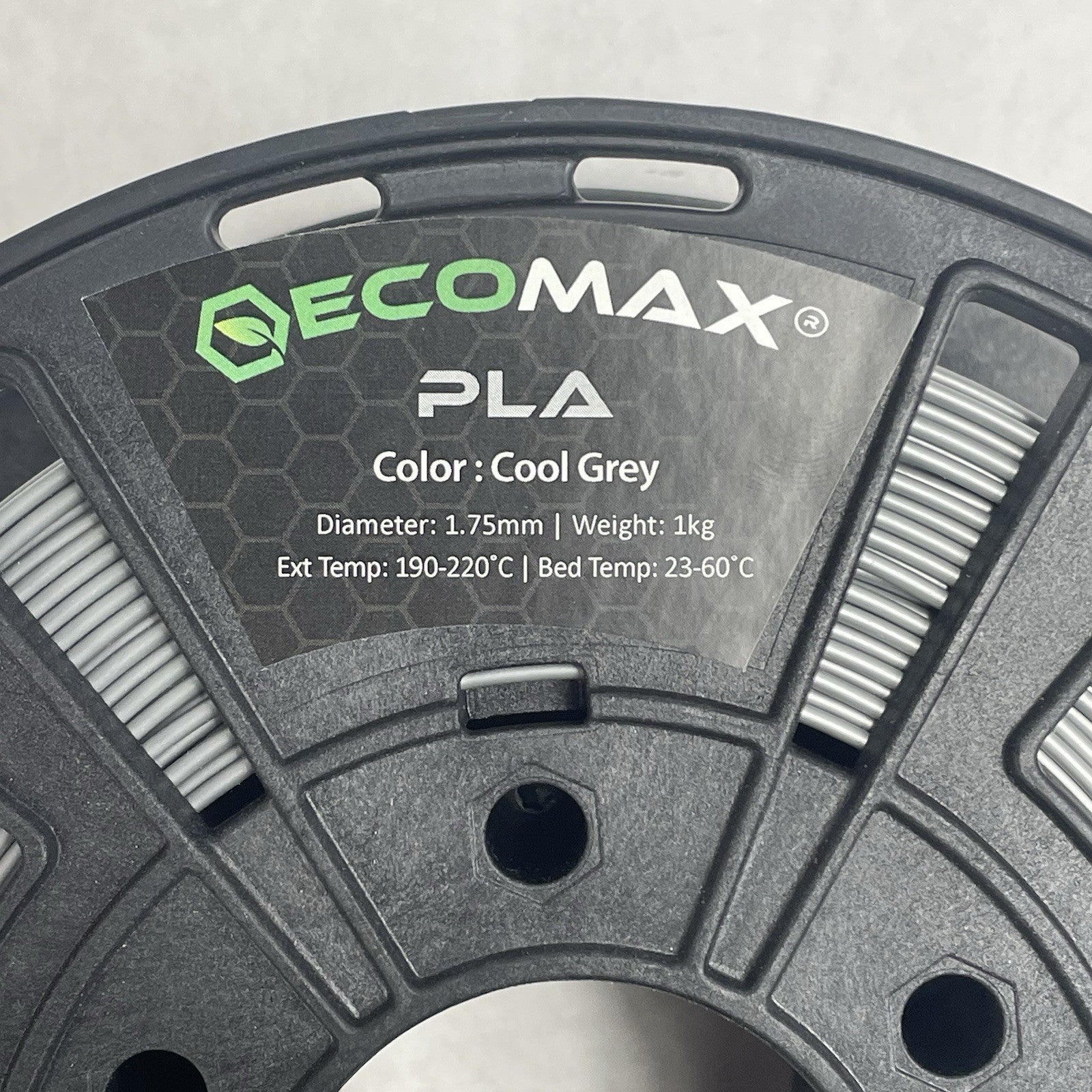 Ecomax PLA 1.75 mm 3D Printer Filament in Cool Gray, 1kg Spool