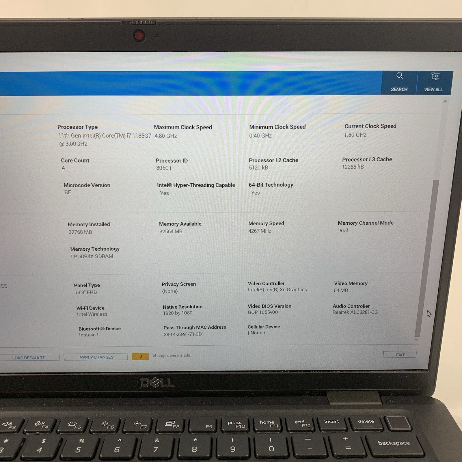 Dell Latitude 7320 13.3" i7-1185G7 3.00 GHz 32 GB RAM No OS/SSD/AC Clicky Track3