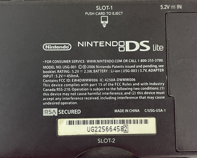 Nintendo USG-001 DS Lite Blue No Charger Tested