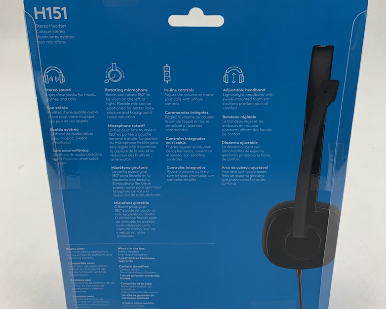 Logitech H151 Stereo Multi Device Headset with In Line Controls New OEM