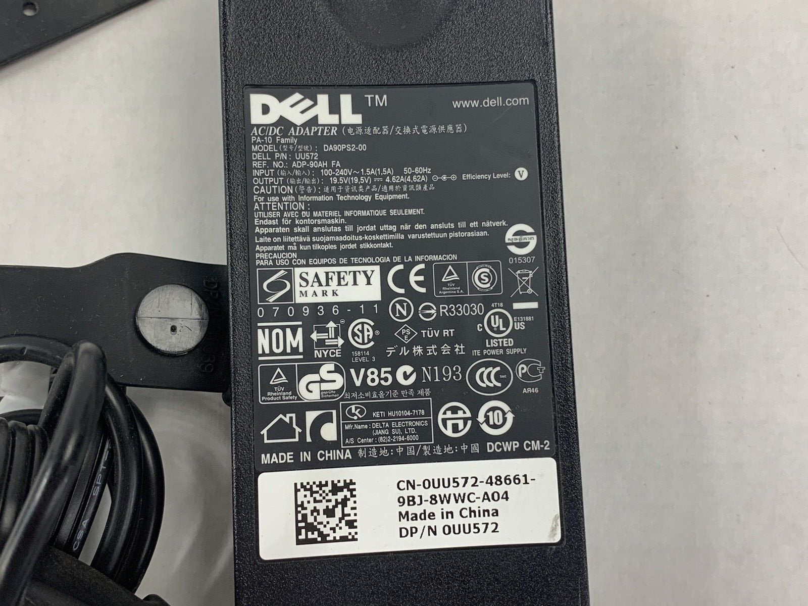 Dell AC AC/DC Adapter UU572 19.5V PA-10