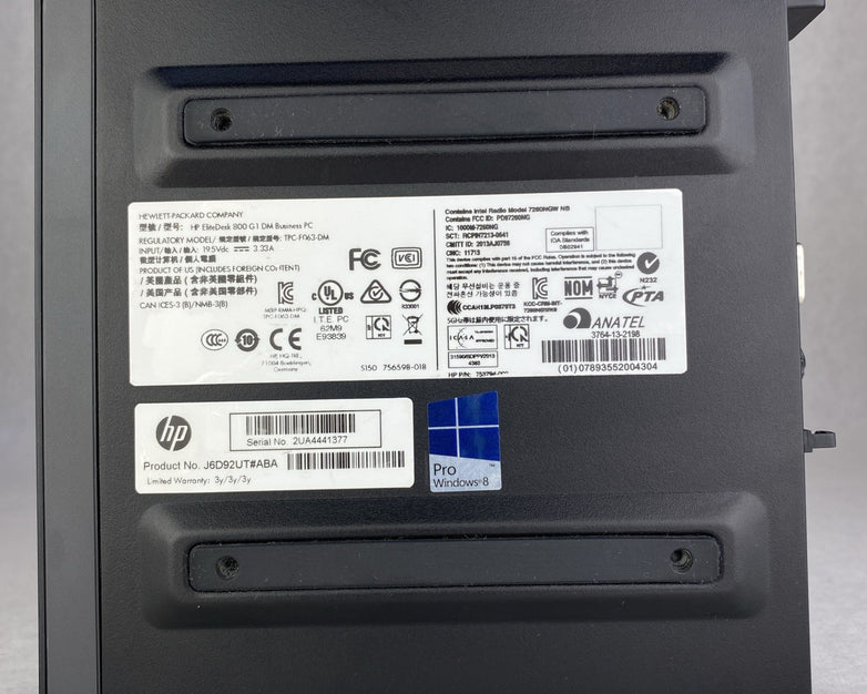 HP EliteDesk 800 G1 Micro Intel Core i7-4785T 2.2GHz 2x4GB RAM No HDD/OS/AC