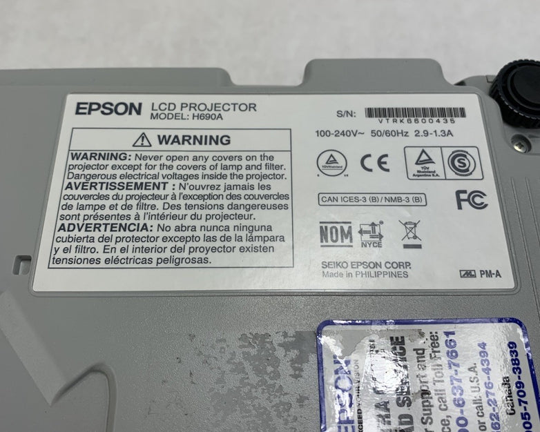 Epson PowerLite W29 H690A LCD Lamp Projector 252 Lamp Hours - No Remote