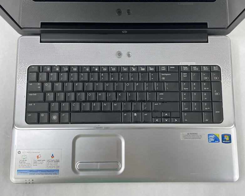 HP G71 NoteBook 16.9" Core 2 Duo t6600 2.20 GHz 4 GB RAM No SSD/OS/AC/Battery