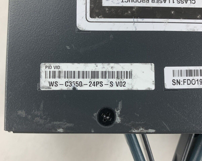 Cisco WS-C3650-24PS-S 24-Port Gigabit PoE Switch Managed Tested