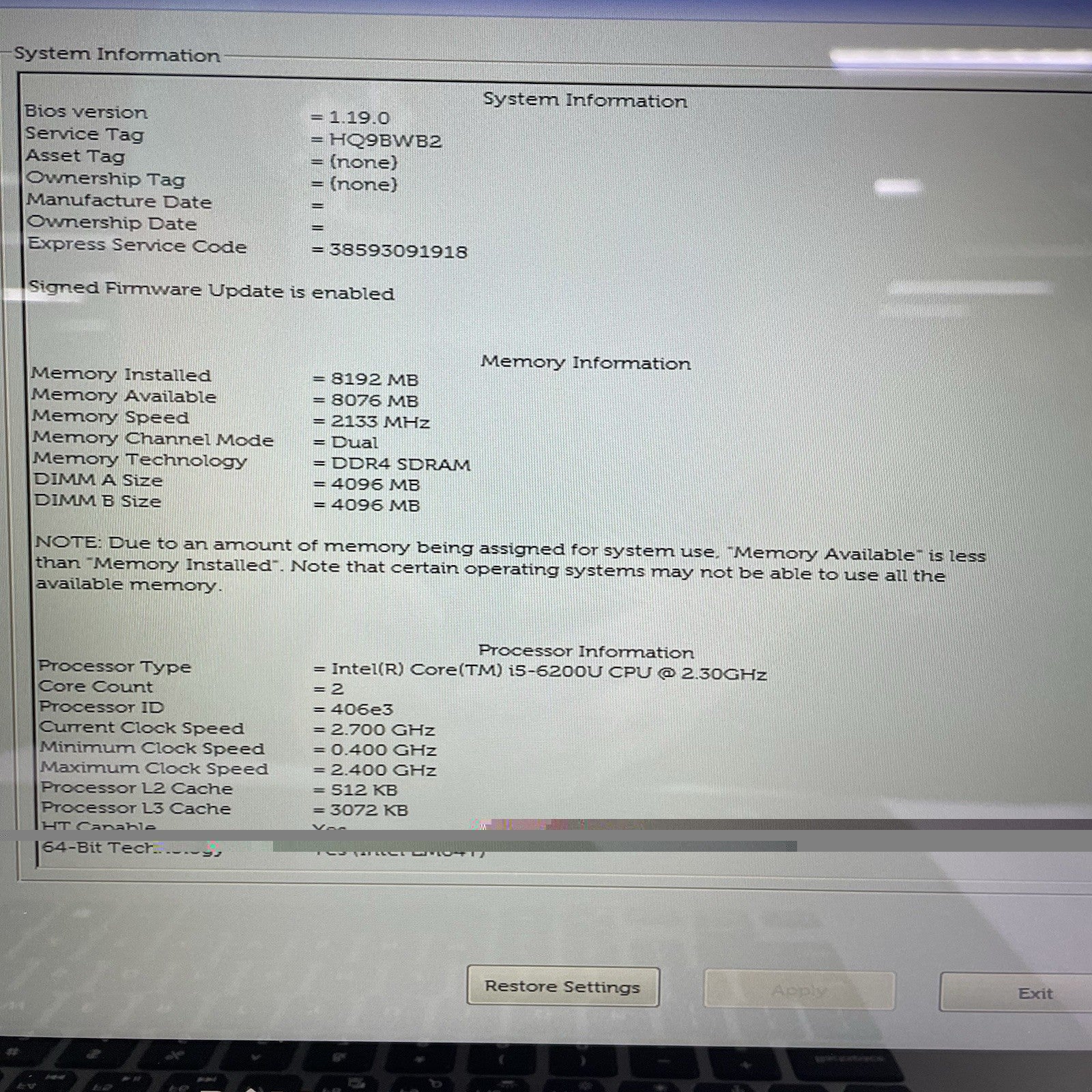 Dell Inspiron 15-7569 15.6" i5-6200U 2.30 GHz 8 GB RAM No SSD/OS/AC/Batt2