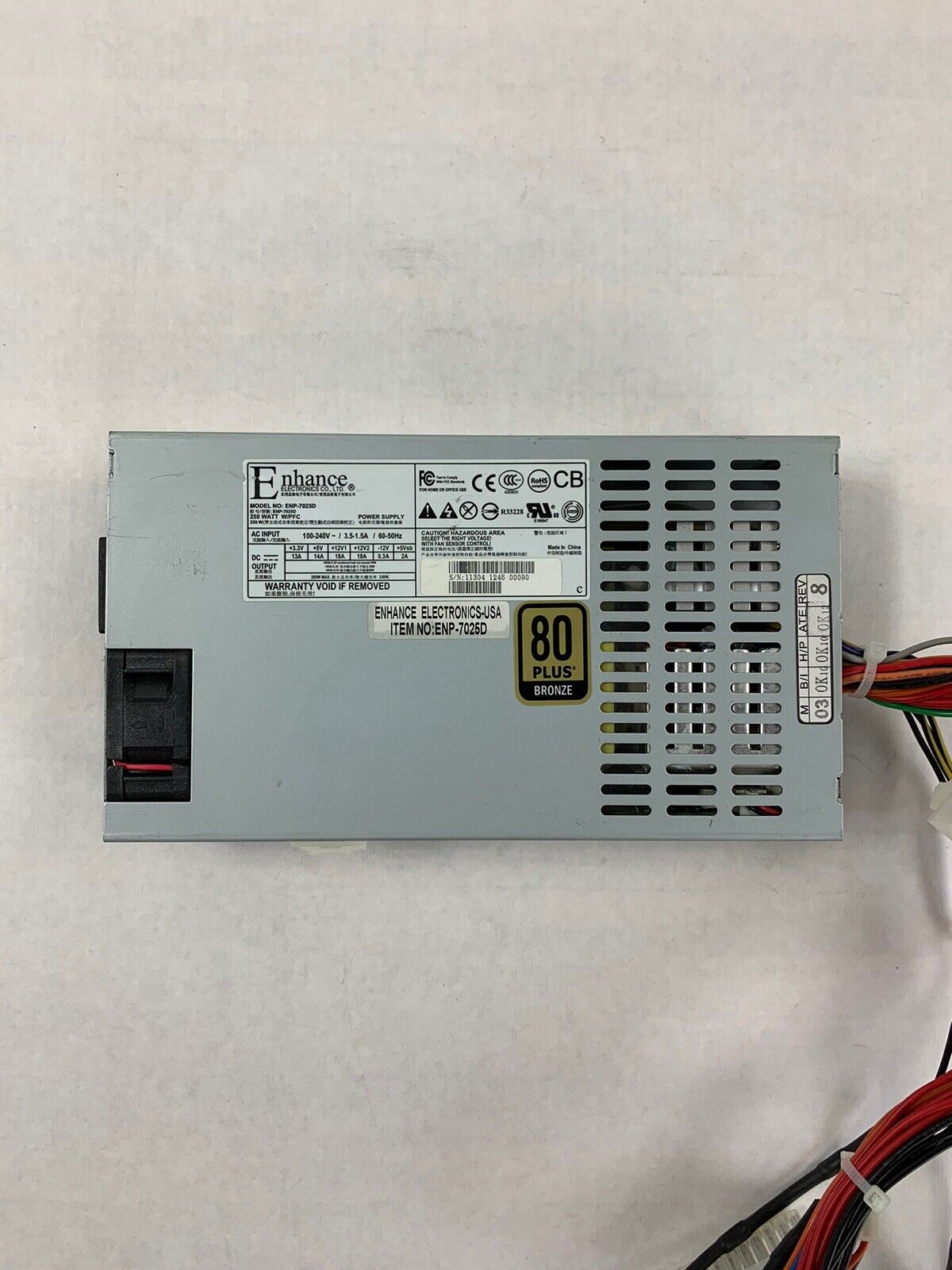 Enhance Electronics ENP-7025D 250W 80 Plus Bronze Power Supply