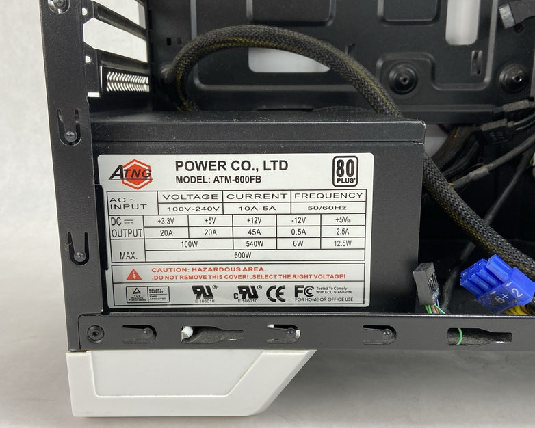 Cyber Power Mid Tower Gaming Computer Case ATNG ATM-600FB 600W ATX PSU 80 PLUS