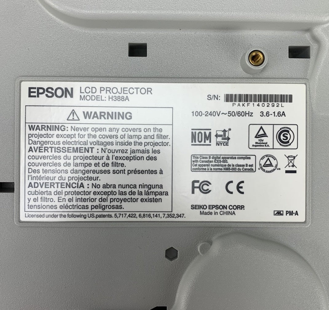 Epson H388A PowerLite 915W Projector 757 Lamp Hours No Remote - Yellow Display8