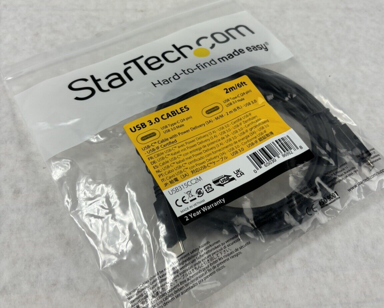 New StarTech USB315CC2M Black USB-C Cable with Power Delivery USB 3.0
