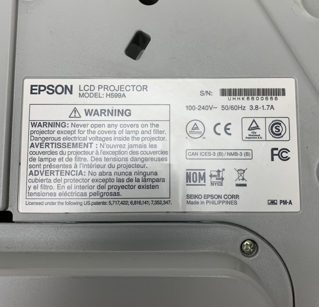 Epson H599A BrightLink 595Wi LCD Lamp Projector 741 Lamp Hours No Remote7