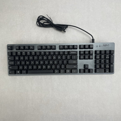Logitech K840 Mechanical Keyboard Silver wired Tested Corded