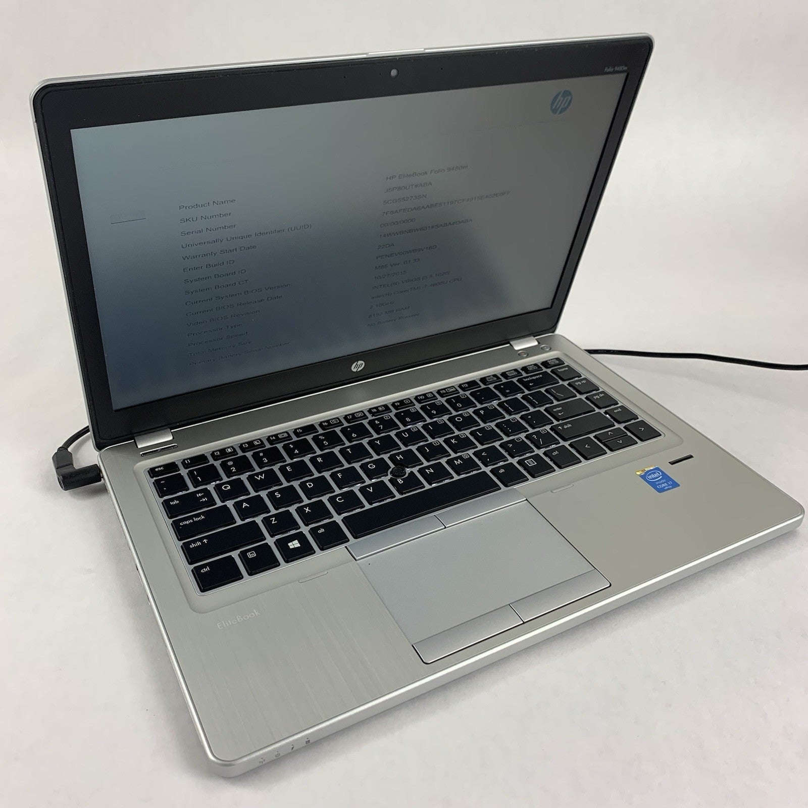 HP EliteBook Folio 9480m i7-4600U 2.1 GHz 8 GB RAM No SSD/OS/AC/Battery0