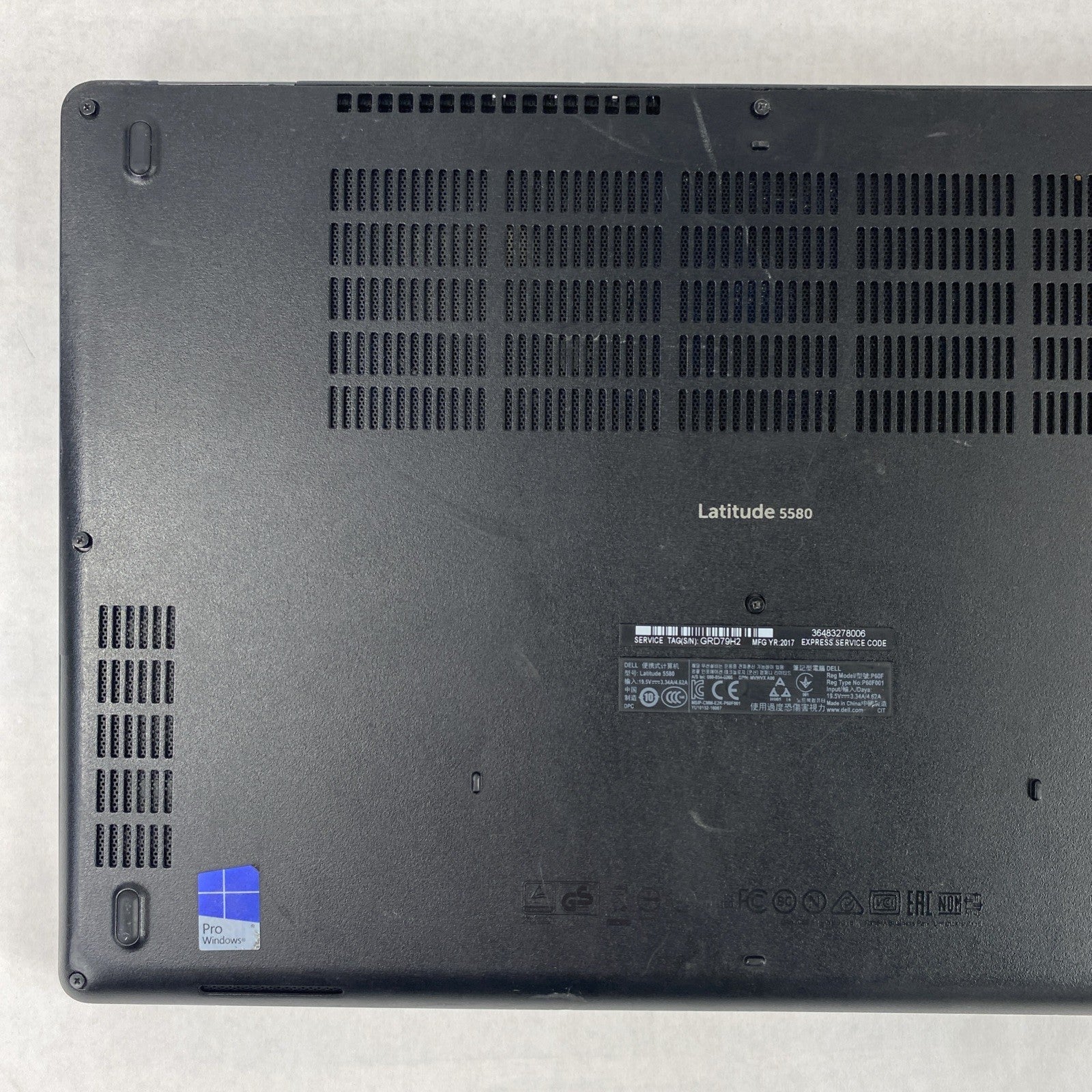 Dell Latitude 5580 Core i5-7300U 2.60 GHz 8 GB RAM 15.6" No Battery No HDD No OS