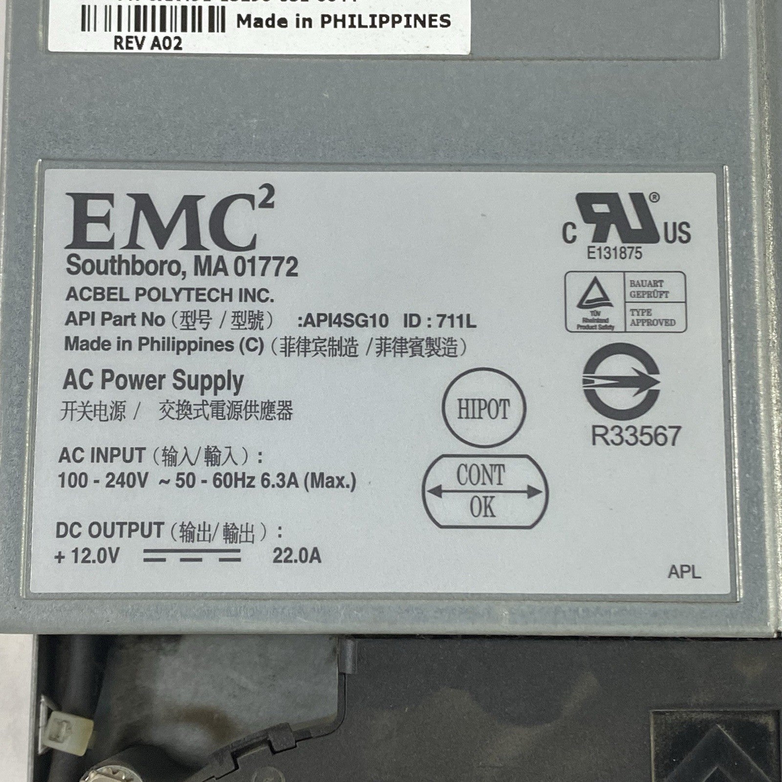 EMC2 API4SG10 711L 400W AC Power Supply Lot of 34