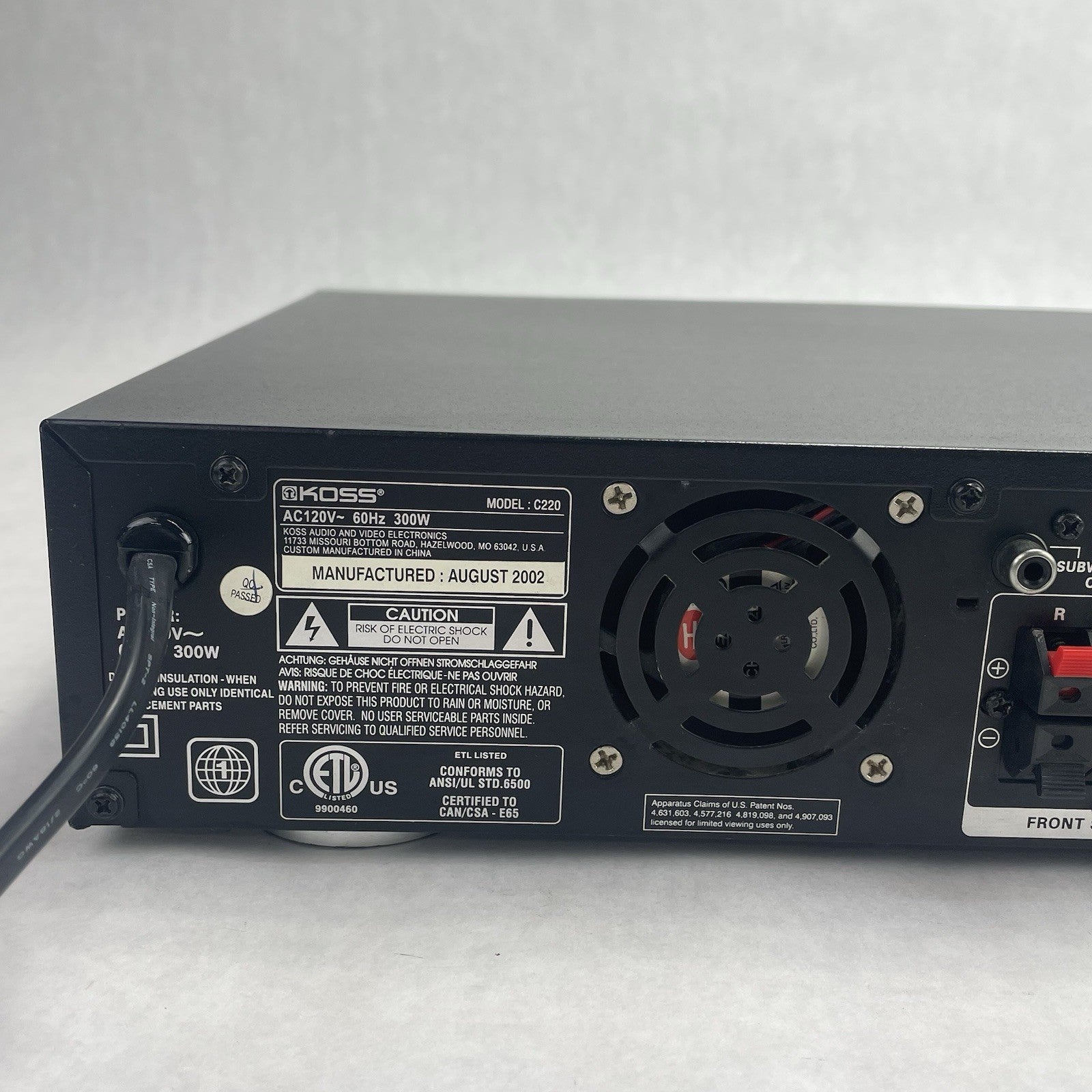 Koss C220 DVD Player Integrated 5.1 Reciver Broken Volume Dial For Parts6
