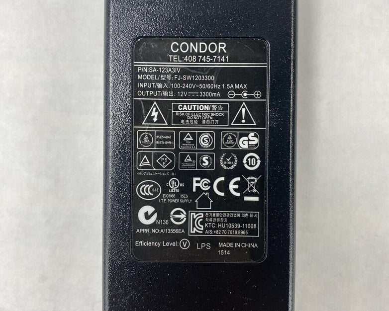 Lot of 4 Condor FJ-SW1203300 SA-123A3IV 12V 3.30A Power Adapter